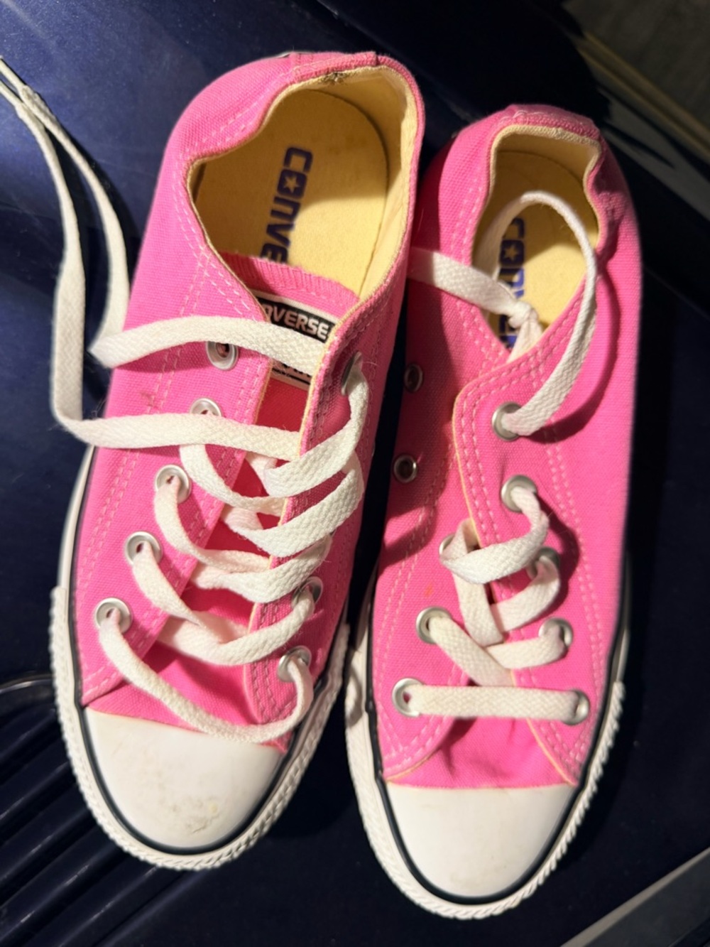 Converse Pink and White Low-Top Canvas Sneakers